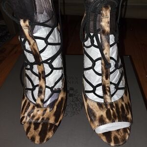9Vince Camuto Leopard Lace-Up Heels